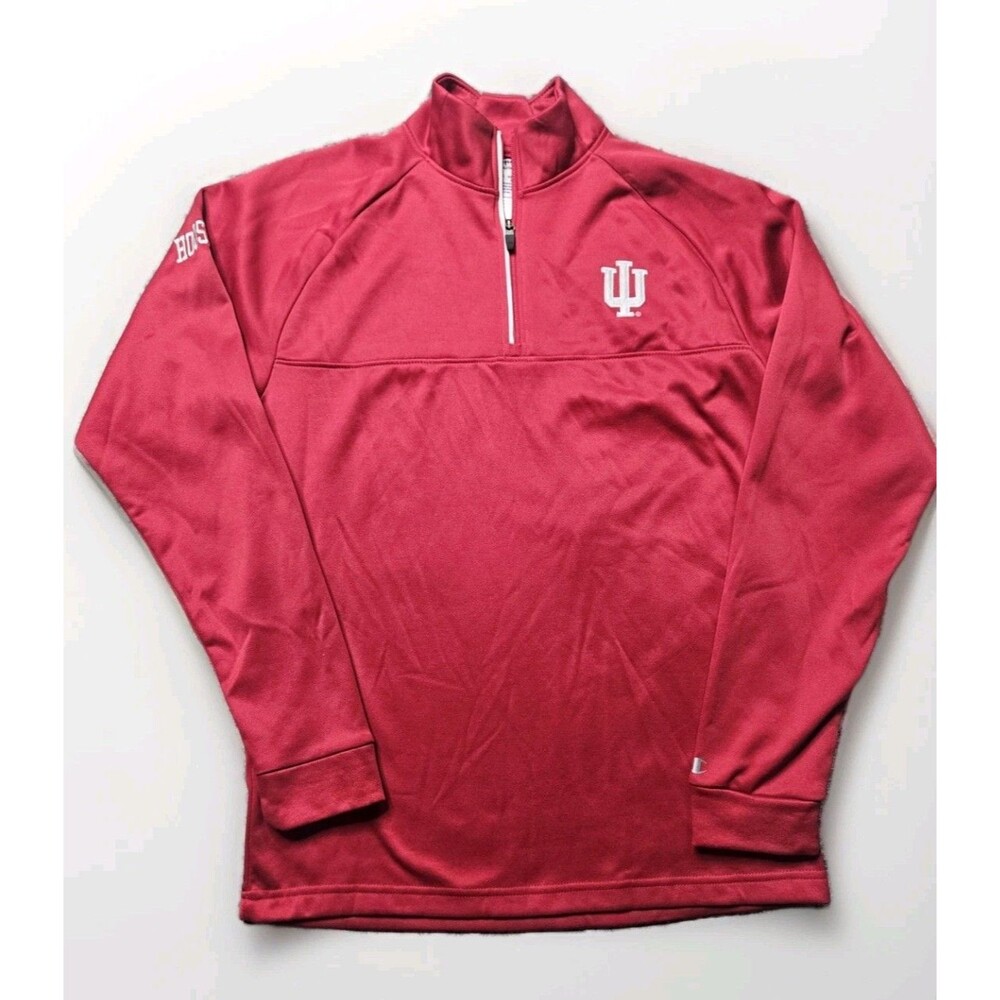 Indiana University Hoosiers Champion 1/4 Zip Sweatshirt Red Size Small Pullover